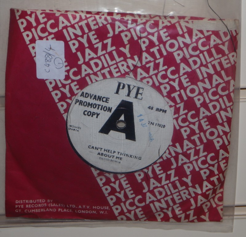 A Pye promotional copy of David Bowies Cant help thinking about me 7N 17020 (VG condition)